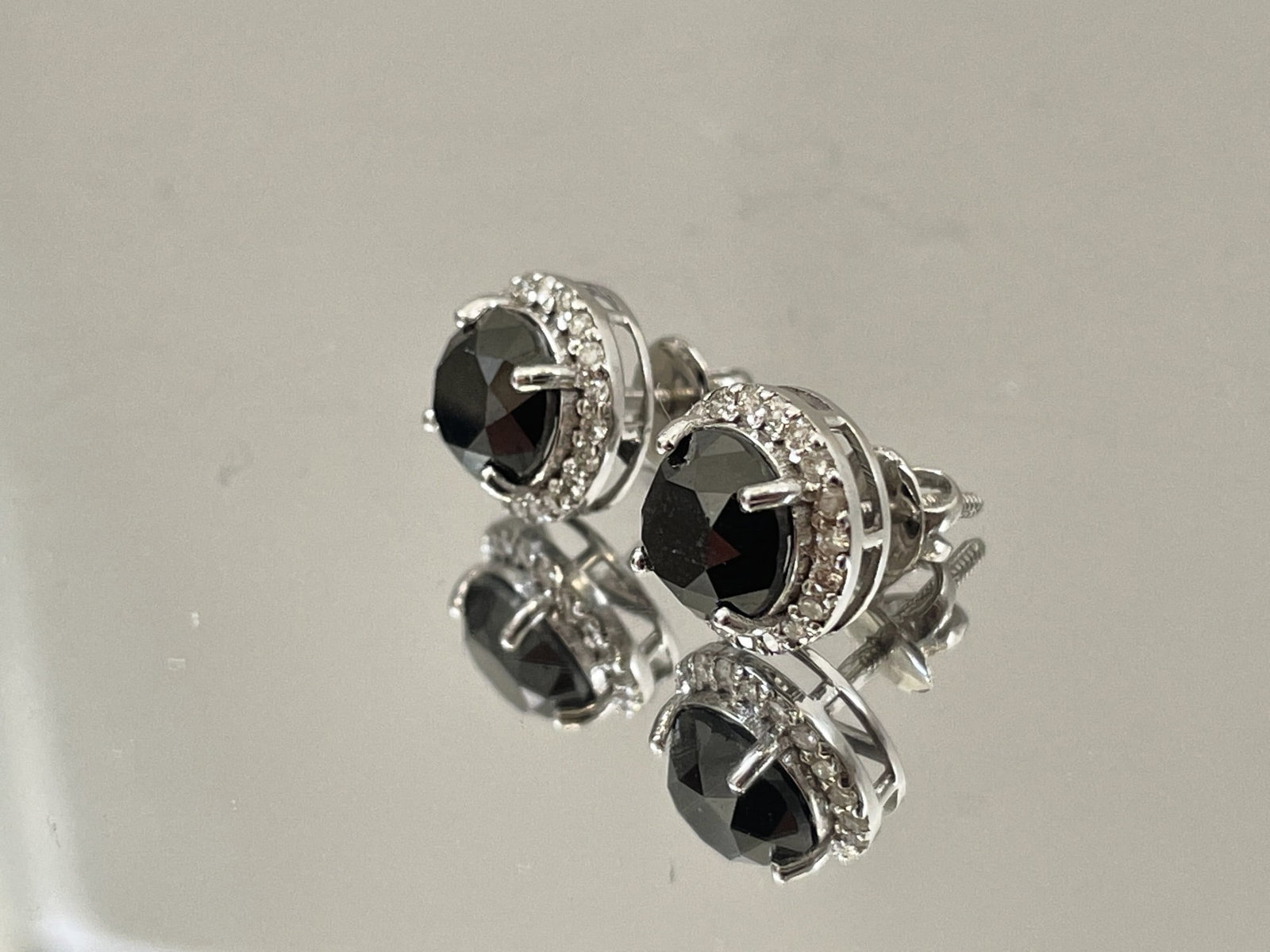 Beautiful Natural 3.84 CT Black Diamond Earrings Natural Diamonds & 18k Gold - 7