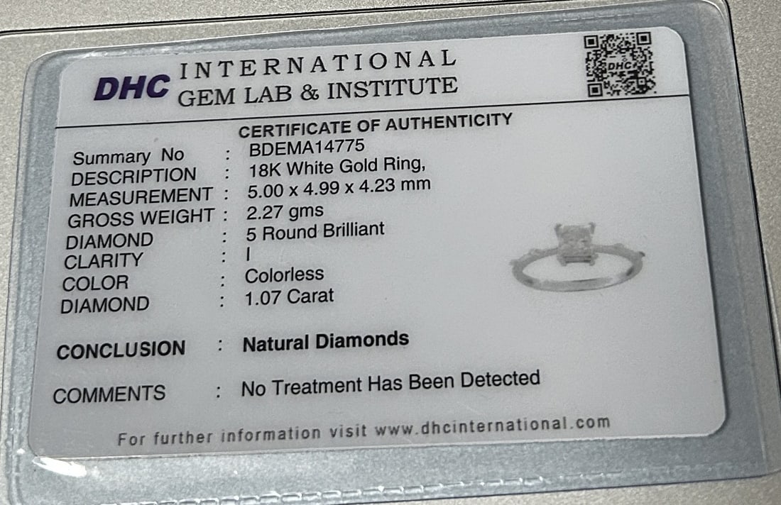 Beautiful 1.07ct Princess Cut Untreated Natural Solitaire Diamond & 18k Gold - 9