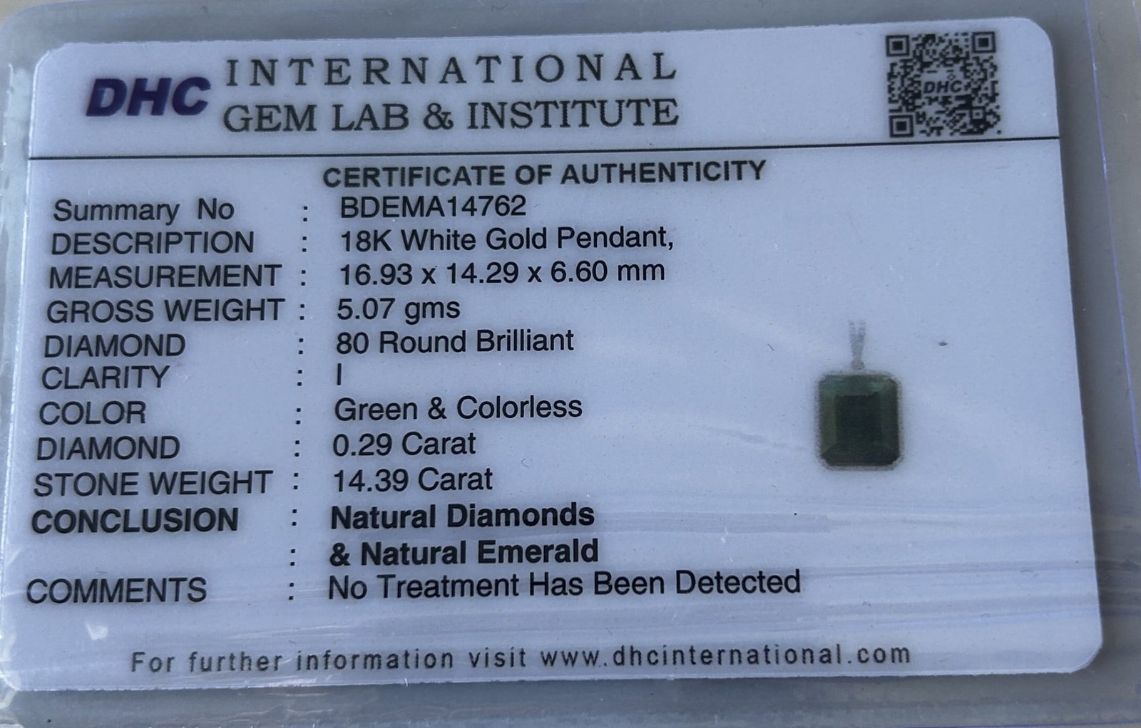 Beautiful 14.39 ct Natural Emerald With Natural Diamonds & 18k Gold - 7