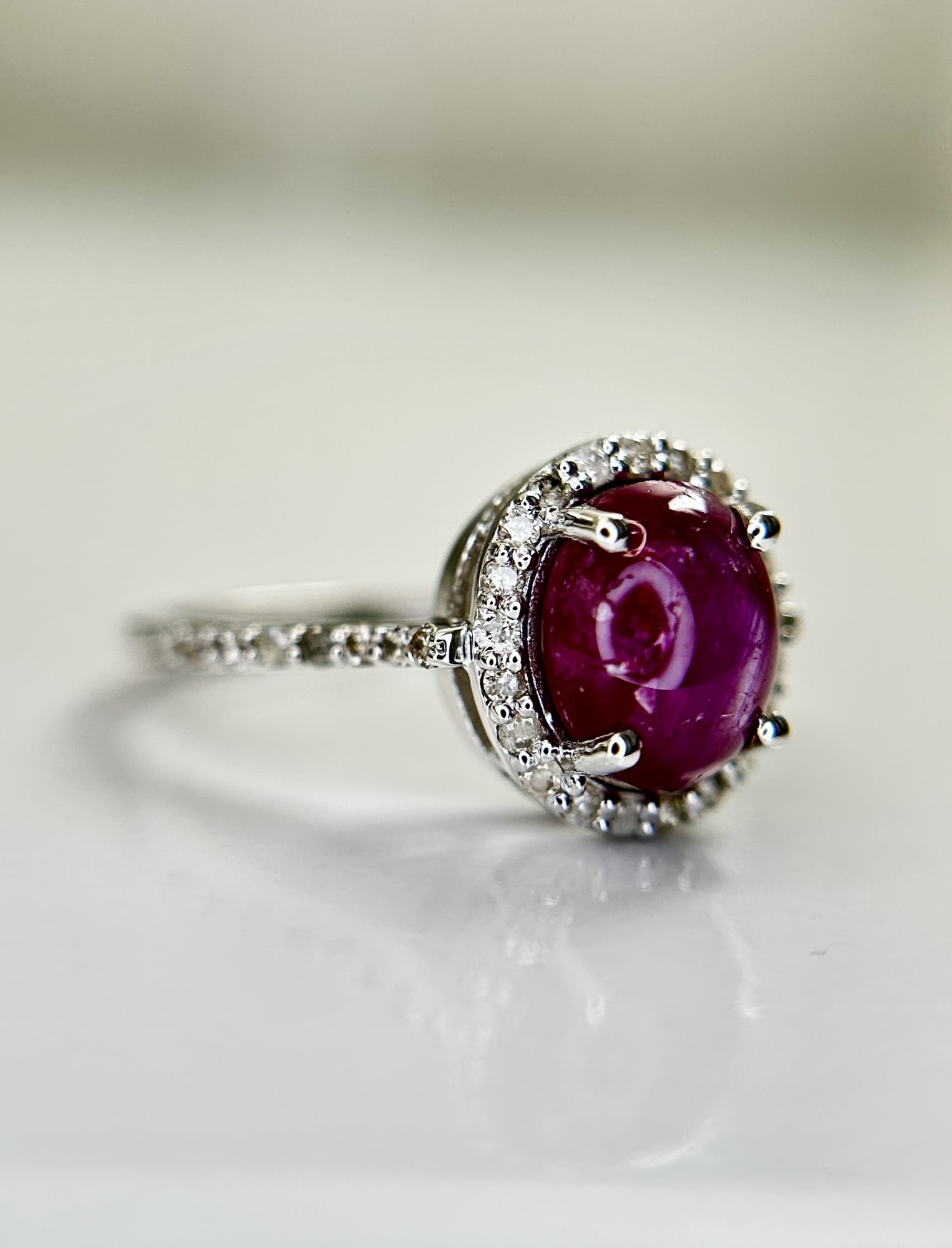 Natural Star Ruby Ring 2.71ct With Natural Diamonds & 18k Gold - 5