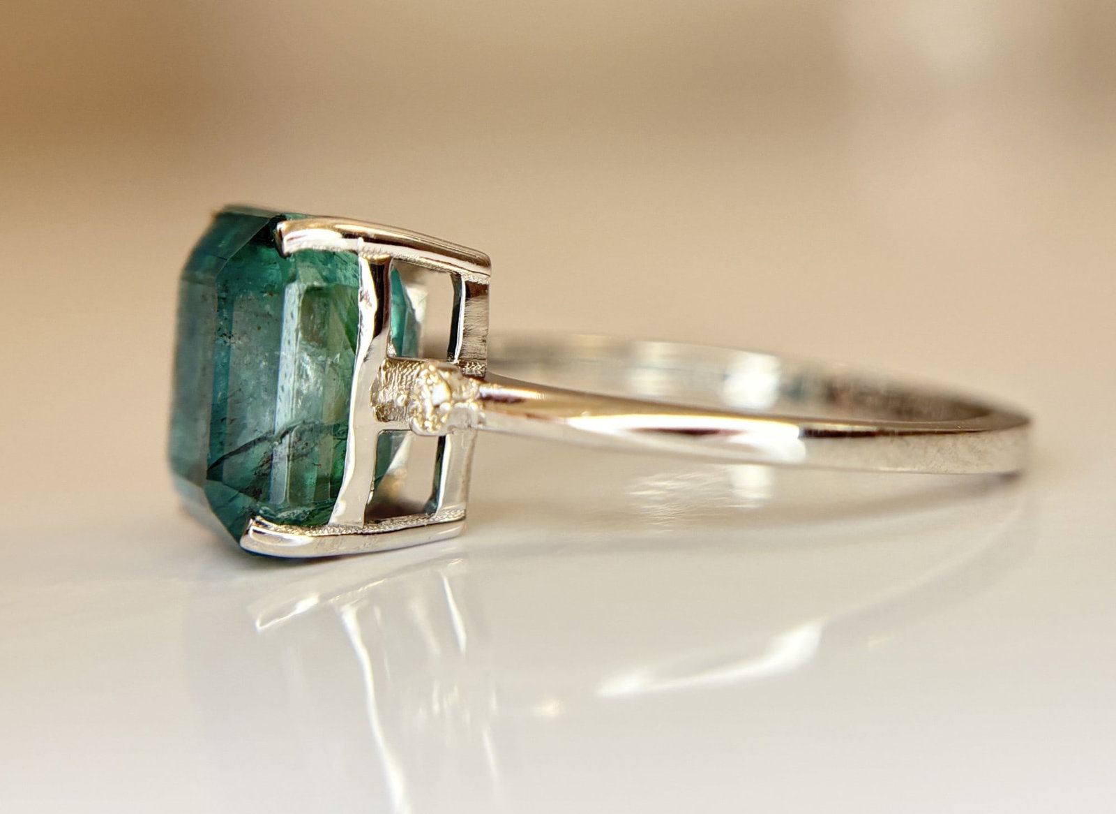 Beautiful 3.01 CT Natural Emerald Ring With Natural Diamonds & Platinum 950 - 6