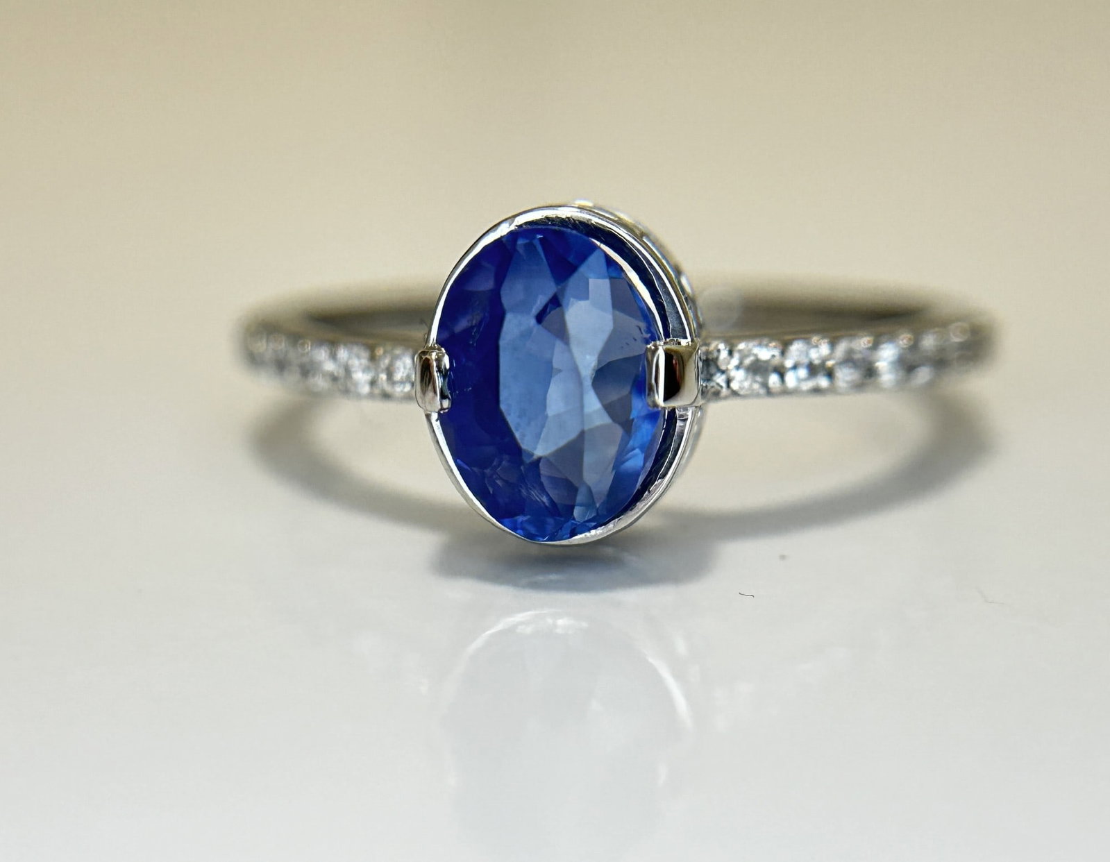 Beautiful 1.77CT Unheated Burma Blue Sapphire Diamonds & Platinum - 5