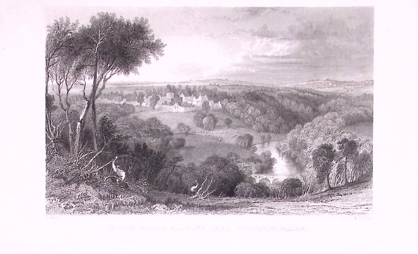 Alnwick Park Northumberland Antique Steel Engraving-26-TR: Title: Alnwick Park Northumberland Antique Steel Engraving-26-TR Description: This Steel Engraved Print Has Been Removed from an Antique 1835 Edition of. Westmorland, Cumberland, Northumberland