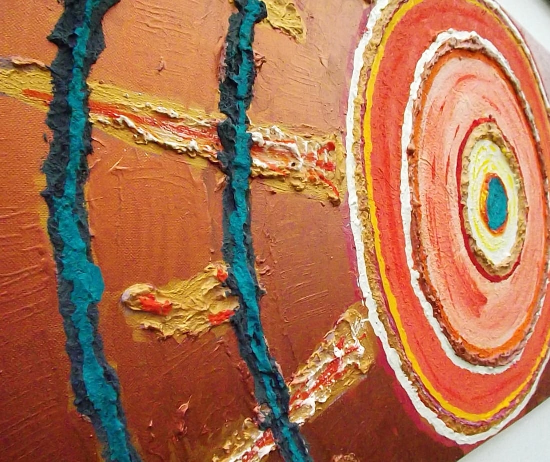 Solar Pulse Convergence Abstract Circle Oil Painting 130x67cm Art. Unique Oil Painting - 4