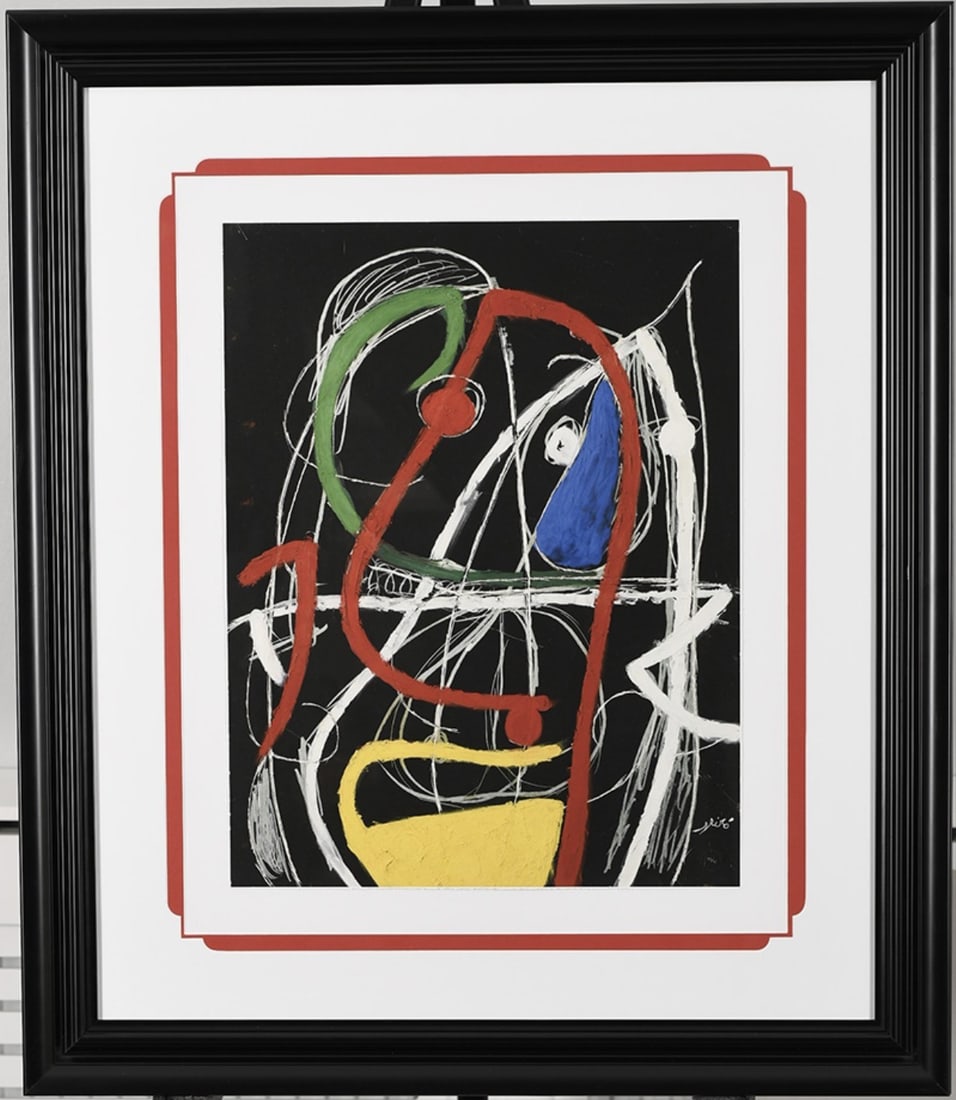 Joan Miro ""Femme Oiseaux 1976"" Limited Edition: Title: Joan Miro "Femme Oiseaux 1976" Limited Edition Description: Limited Edition by Joan Miro, titled "Femme, Oiseaux, 1976". One from an edition of 75 published worldwide. Complete with a