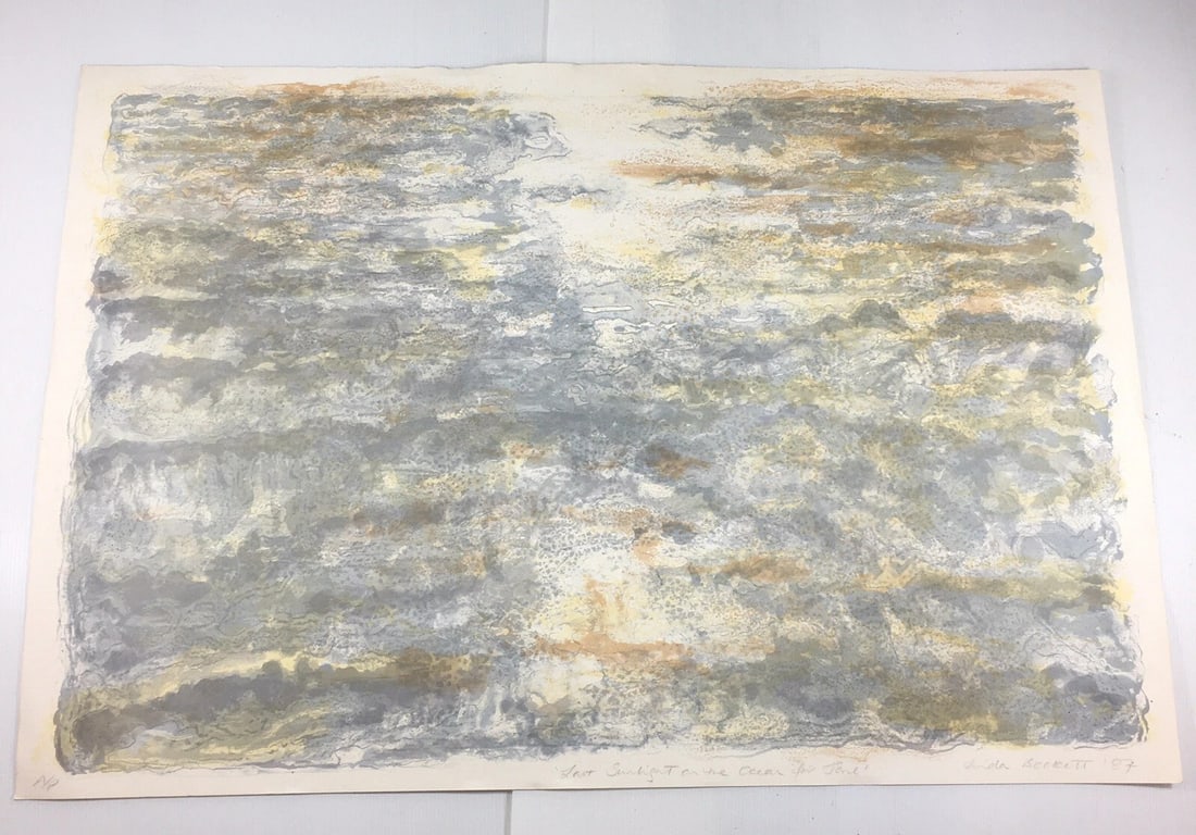 Linda Beckett Very Rare (x/30) Curwen Printed Last Sunlight On The Sea For Jane Free Post In UK: Title: Linda Beckett Very Rare (x/30) Curwen Printed Last Sunlight On The Sea For Jane Free Post In UK Description: This amazing print is one of a pair, printed by Stanley Jones, master Printmaker at