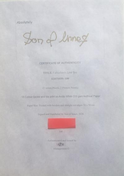 Son of Innes (b 1977) ‘Absolutely' Love you, Editioned, Giclée Print, COA, Signed, 2023 - 2
