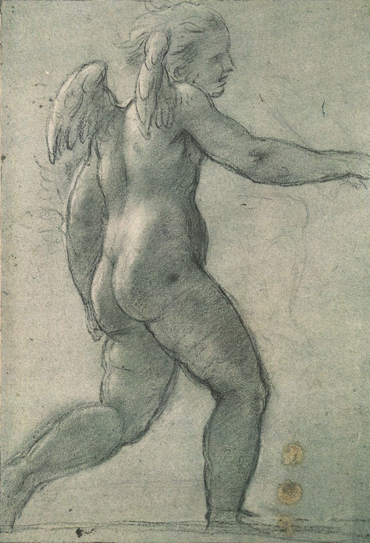 Annibale Carracci Lithographic Print: Lithographic print of drawing by Annibale Carracci entitled Cupid, originally drawn The great collection of drawings by the Carracci in The Royal Library came from two sources; the Albani collection,