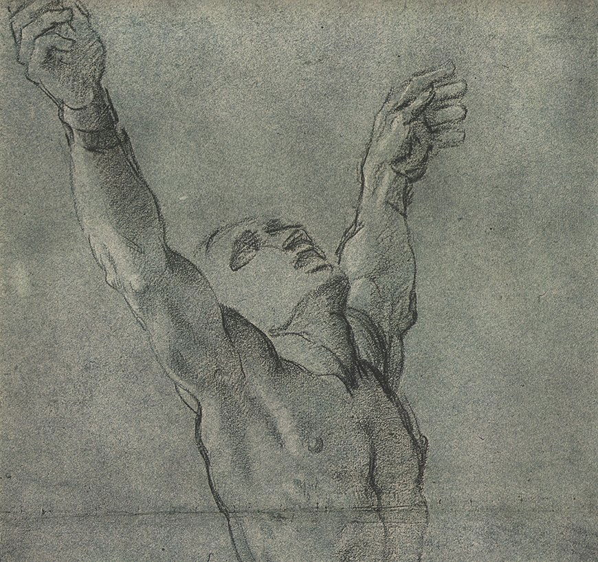 Annibale Carracci Lithographic Print: Lithographic print of drawing by Annibale Carracci entitled Study for St. Andrew, originally drawn c.1603-4The great collection of drawings by the Carracci in The Royal Library came from two sources;