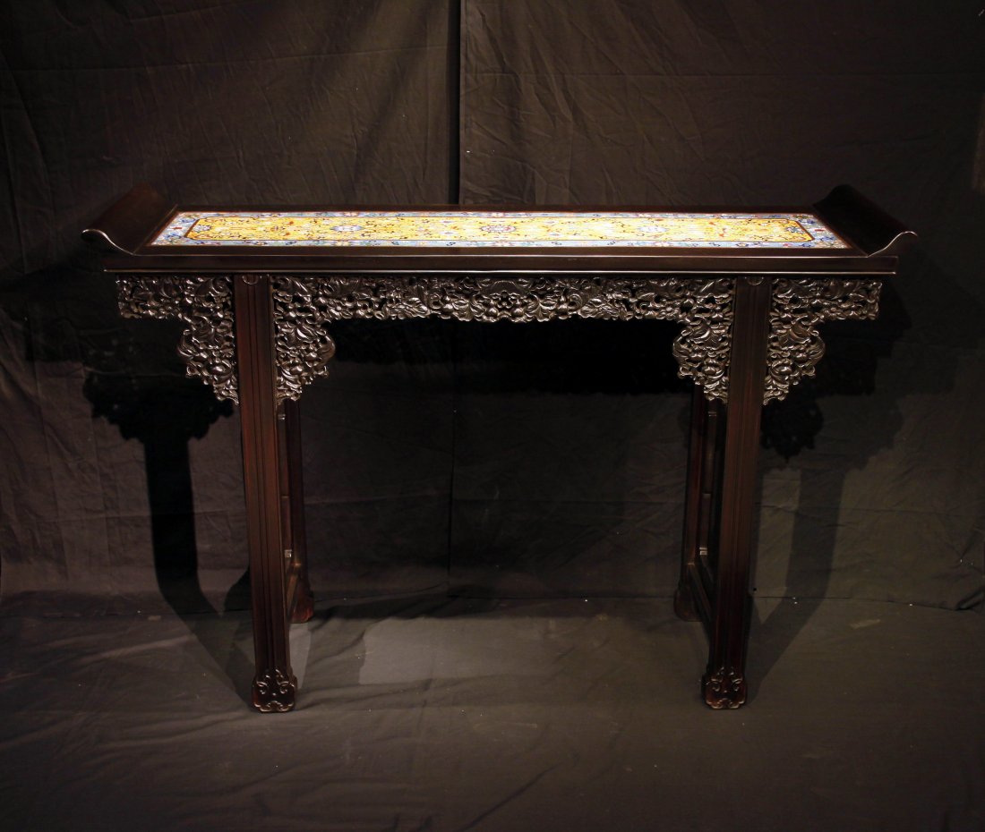 Exquisite Qing Dynasty Zitan Wood Table w/Cloisonne Top (1 of 10)