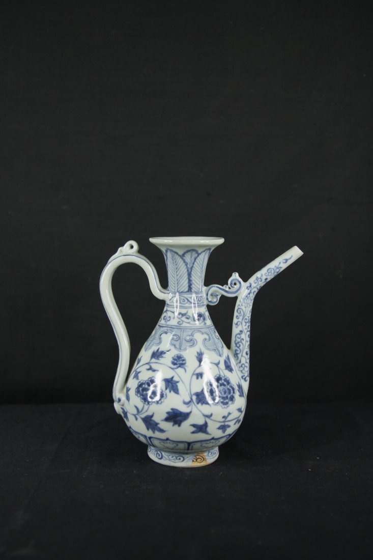 Yuan Dynasty Blue & White 'Peony' Ewer (1 of 10)