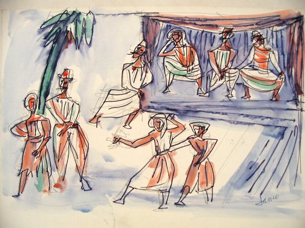 Marcel Janco Original WATERCOLOR Israeli/Romanian