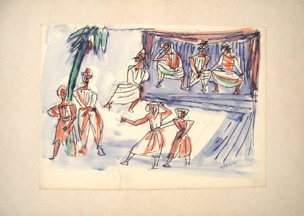 Marcel Janco Original WATERCOLOR Israeli/Romanian - 2