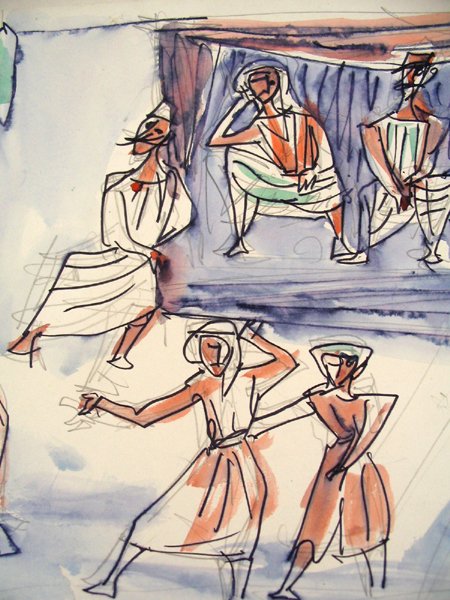 Marcel Janco Original WATERCOLOR Israeli/Romanian - 3