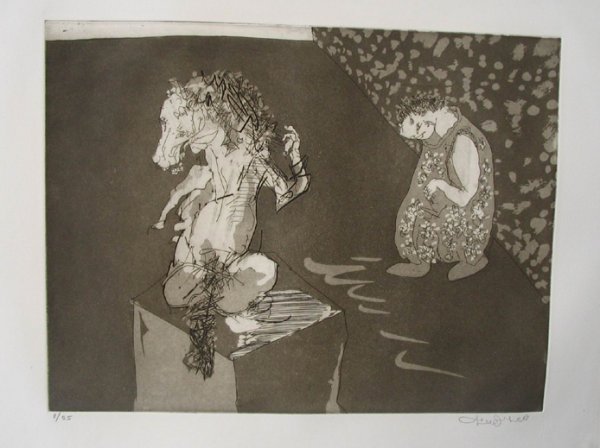 Uri Lifshitz Original Signed No. Etching Israeli