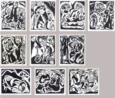 Reuven Rubin Original 10 Woodcuts Portfolio - 2