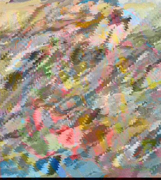 David Ben-Shaul Original Oil Painting Israeli Art: Abstract, 1960's, oil on canvas,17.3x19.3" (44x49cm), signed in English. Painting is in excellent condition and is unframed. For further information about this artist, please log on to our eBay store