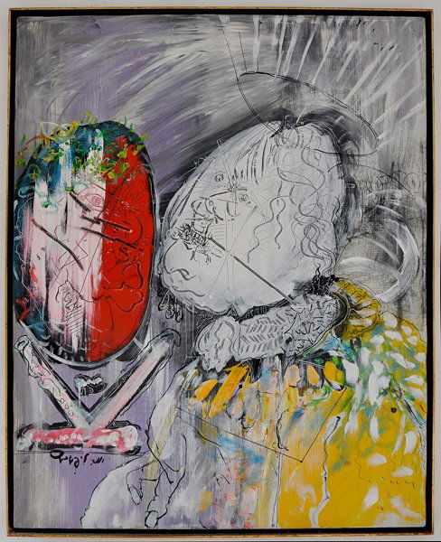 Uri Lifshitz ,Original oil painting, Israeli Art: Looking in the mirror, 1970's, oil on canvas, 29.2x24", (73x60 cm.), signed in English. Painting is in exhalant condition and is framed. Uri Lifshitz was born in 1936 in the kibbutz Givat Hashlosha,