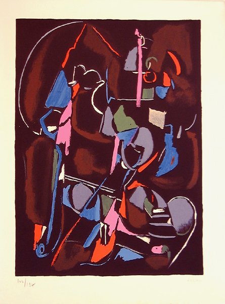 Andre Lanskoy S&N Lithograph, Russian/French: Andre Landskoy (1902-1976) S&N LITHOGRAPH by this world-famous Russian - French artist. Untitled, 1965, 25.6x23.6" (65x60cm), edition 197, signed in English by the artist. Print is in excellent condit