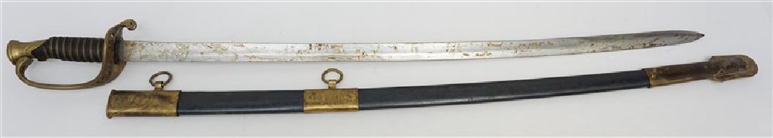REPRO SHELBY CSA CIVIL WAR CAVALRY SABER: Shelby CSA Civil War Cavalry Officer's Saber Re-creation. 40" Long Total - Blued Carbon Steel Scabbard - CS detail on Hilt. Wire Wrapped Leather Handle (this type was used by General Joe Shelby who "n