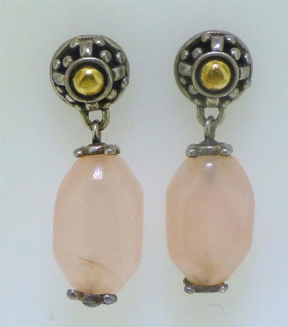PINK QUARTZ STERLING & 18KT EARRINGS (1 of 6)