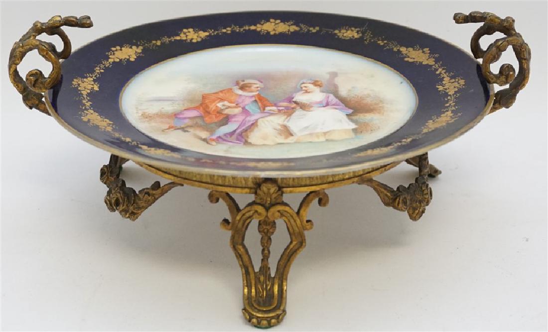 FRENCH LIMOGES PLATE ON ORMOLU STAND (1 of 11)