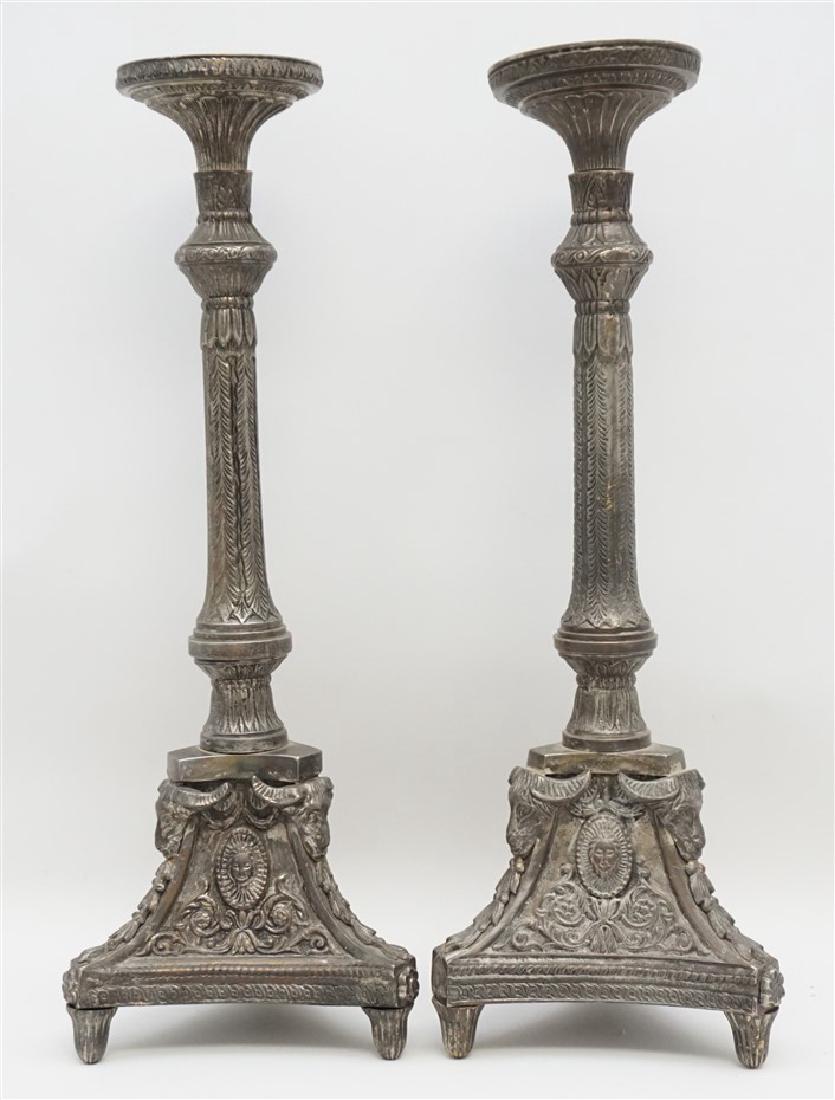 PAIR OF LARGE SPELTER CANDLESTICKS (1 of 12)