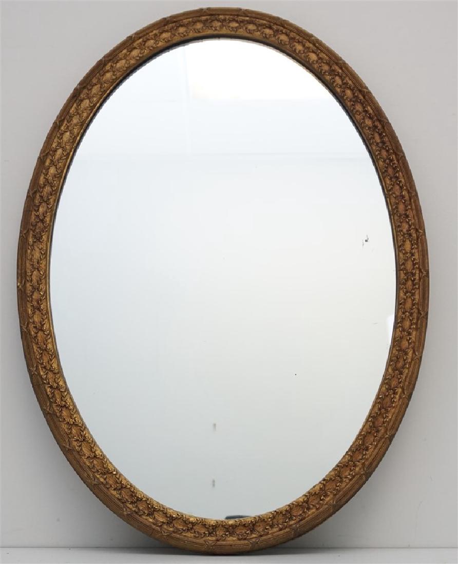 GILT WOOD OVAL MIRROR (1 of 5)
