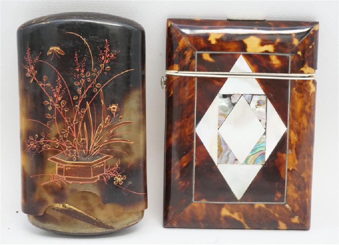 TWO 19th c TORTOISESHELL CASES (1 of 9)