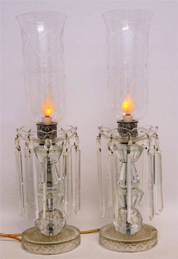 TWO CRYSTAL GLASS LAMPS PRISMS (1 of 8)