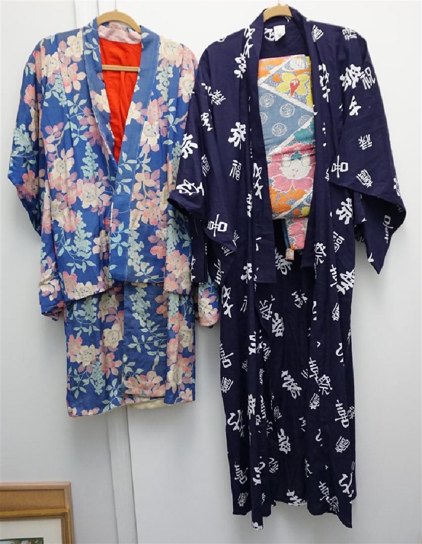 3 PC VINTAGE JAPANESE SILK KIMONO - OBI + (1 of 7)