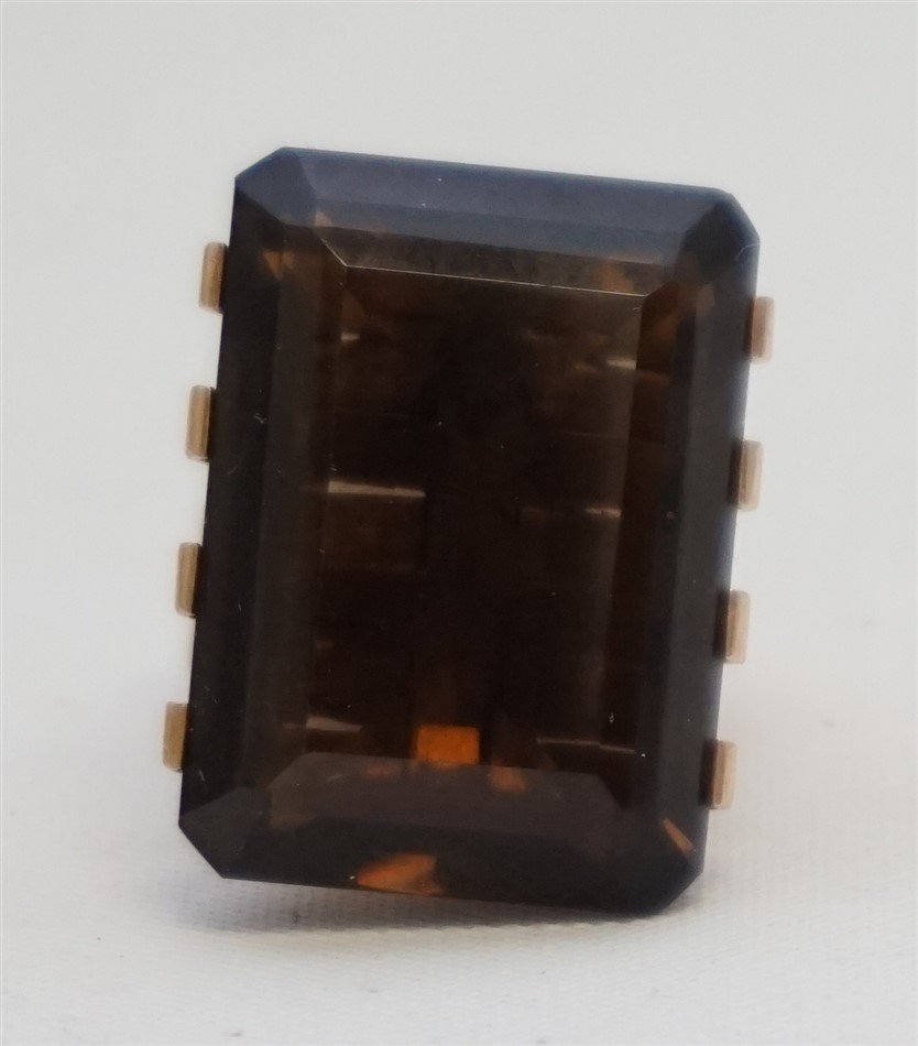 SMOKY QUARTZ DINNER RING- 14kt GOLD (1 of 5)