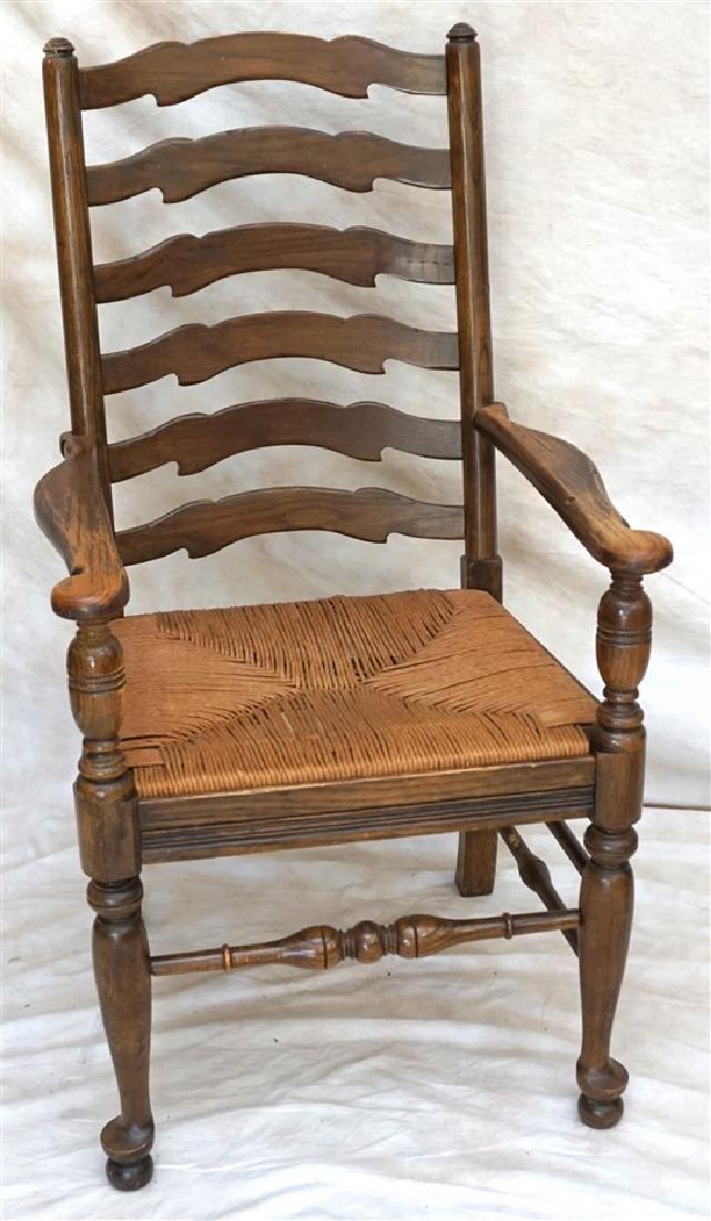 ENGLISH LADDER BACK ARM CHAIR WITH CANE SEAT (1 of 10)