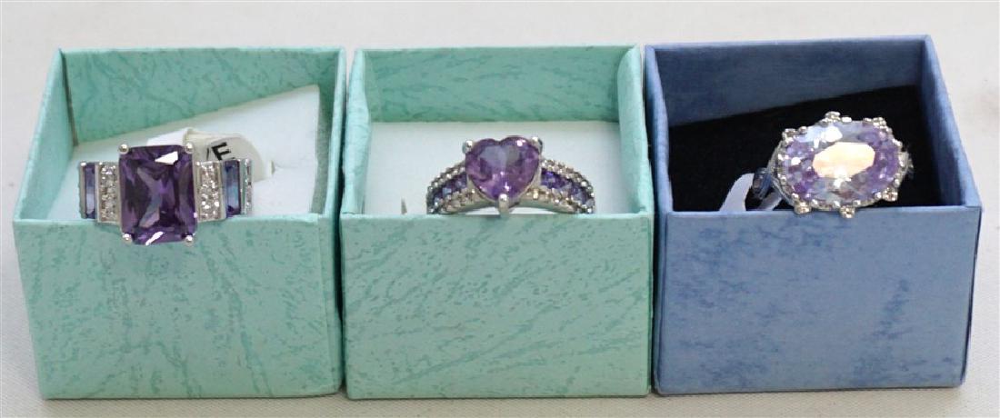 3 925 SILVER RINGS PURPLE STONES (1 of 6)