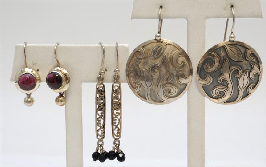 3 PAIR STERLING SILVER EARRINGS (1 of 7)