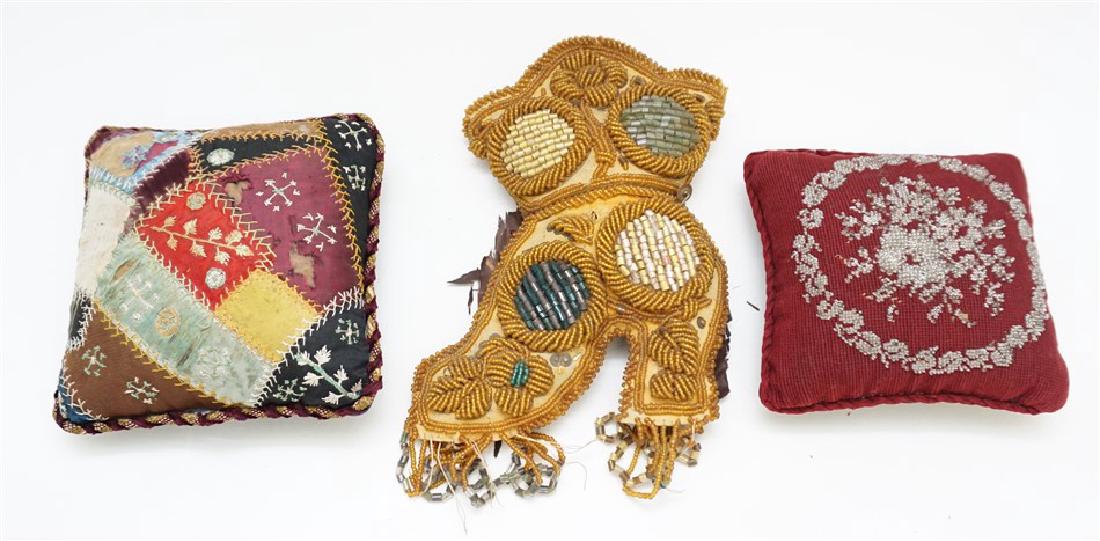 3 LARGE VICTORIAN HATPIN / PINCUSHIONS (1 of 8)