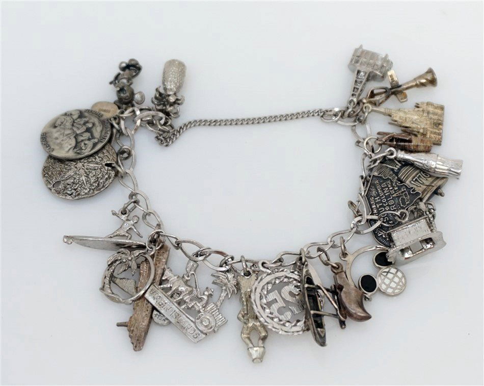STERLING SILVER CHARM BRACELET LOADED (1 of 6)