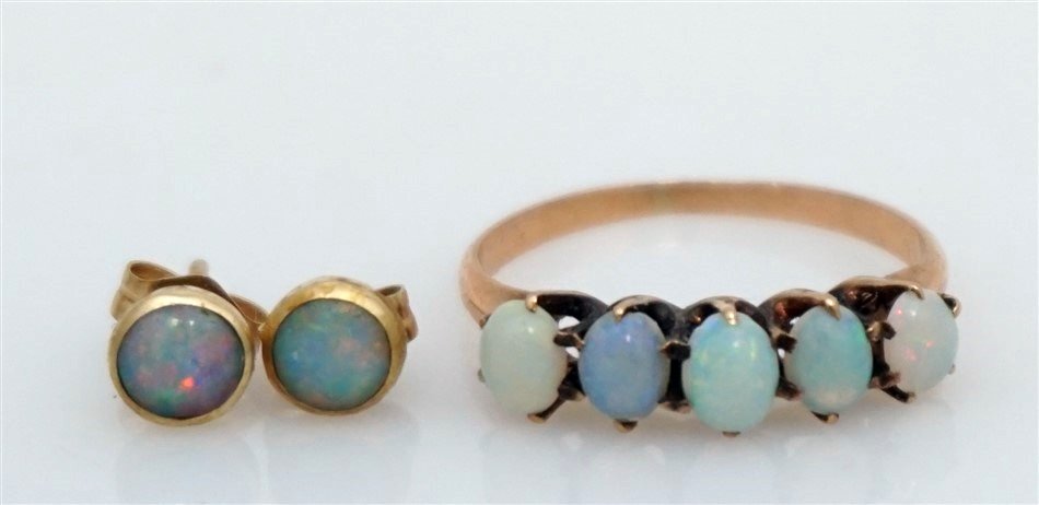 OPAL RING & EARRING SET- 14KT (2.40 GRAMS) (1 of 2)