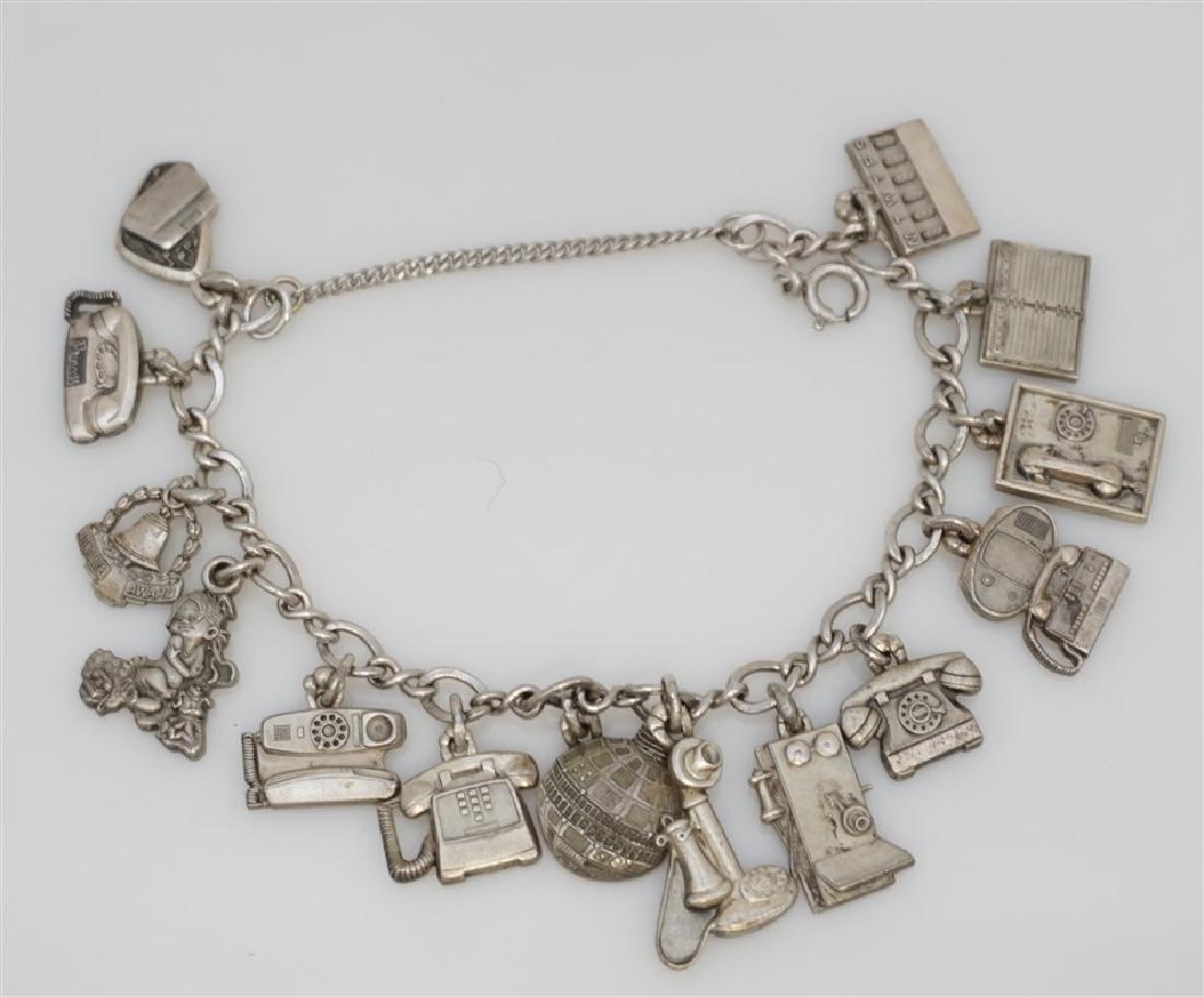 VINTAGE STERLING CHARM BRACELET - BELL TELE (1 of 4)