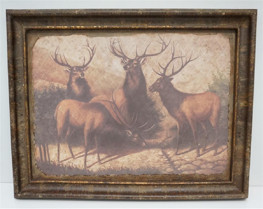LARGE FRAMED PARK HILL COLLECTIONS STAGS WALL ART (1 of 8)