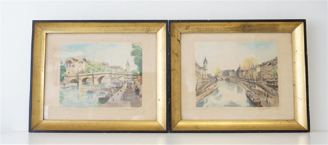 PAIR MID CENTURY PARIS WATERCOLOR LITHOS (1 of 7)