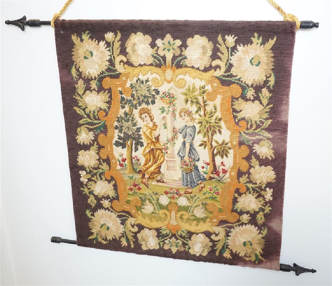 19TH c. NEEDLEPOINT TAPESTRY WALL HANGING (1 of 7)