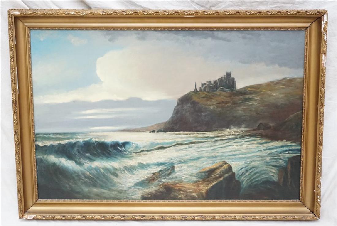 ANTIQUE OIL ON BOARD- COASTAL LANDSCAPE (1 of 8)