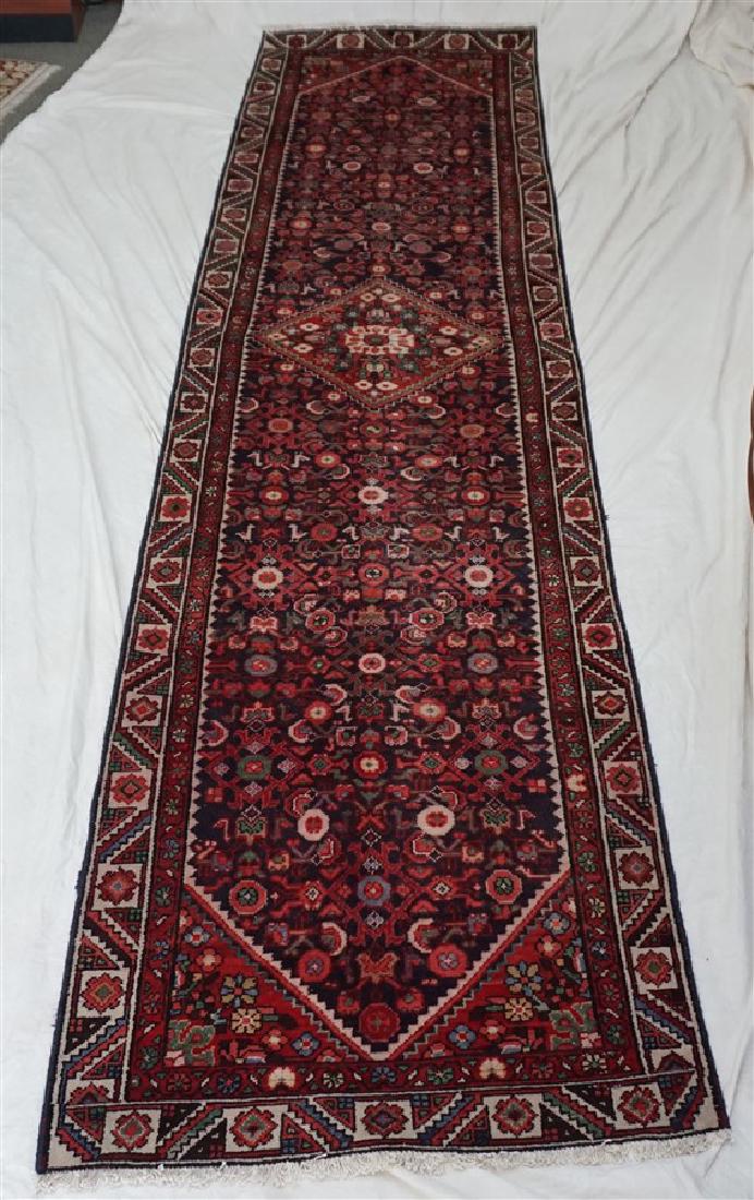 HAND KNOTTED PERSIAN IRAN HERIZ RUNNER 12 1/2 FT (1 of 8)