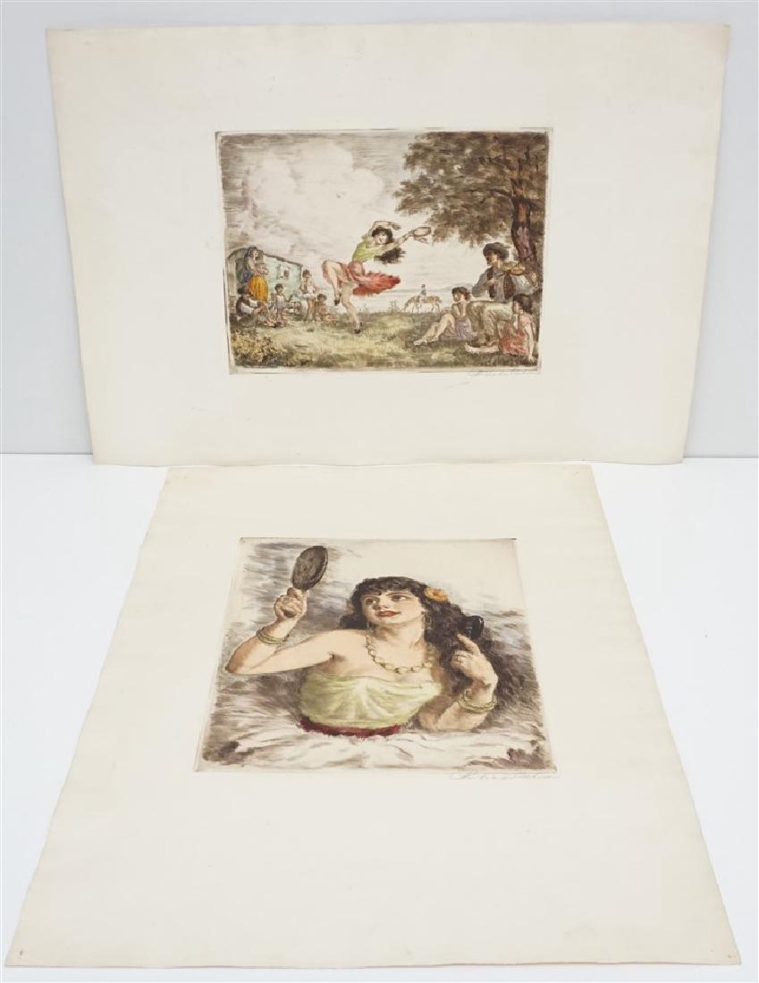 PAIR 1930s HUNGARIAN GYPSY DRYPOINT ETCHINGS (1 of 8)