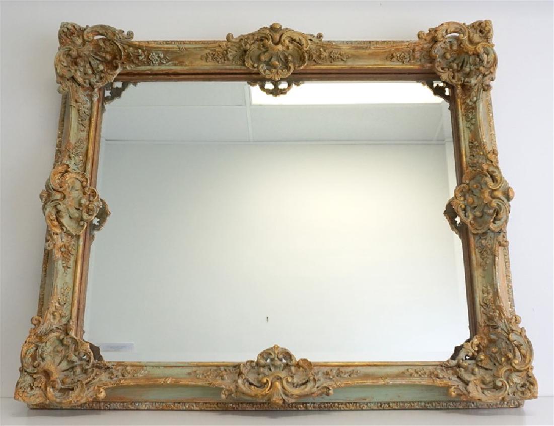19th c. ROCOCO REVIVAL PAINTED GILT MIRROR (1 of 8)
