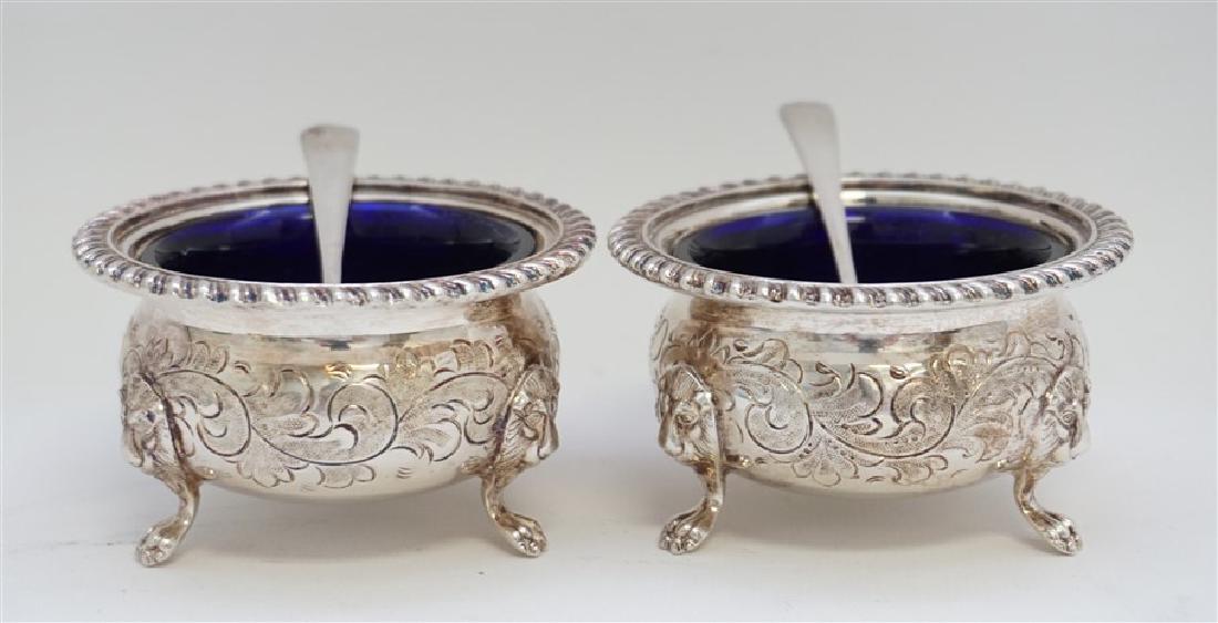 2 ANTIQUE ELLIS BARKER SALT CELLARS LION HEAD (1 of 8)