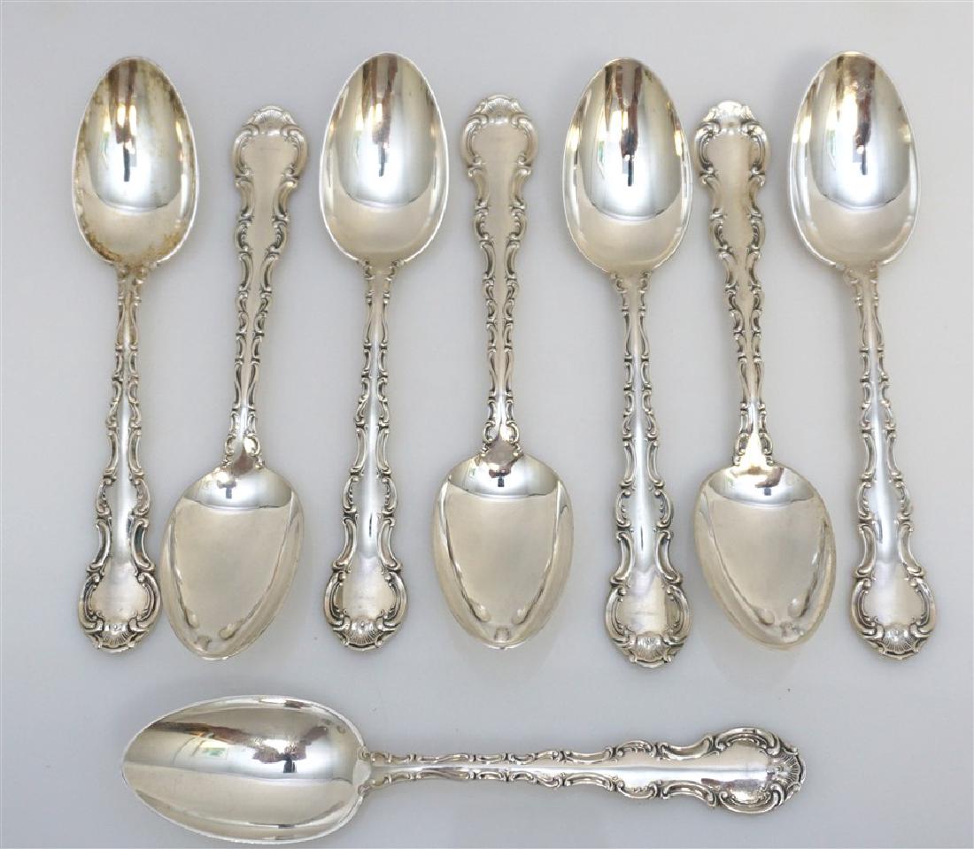 8 GORHAM STERLING STRASBOURG TEASPOONS (1 of 5)