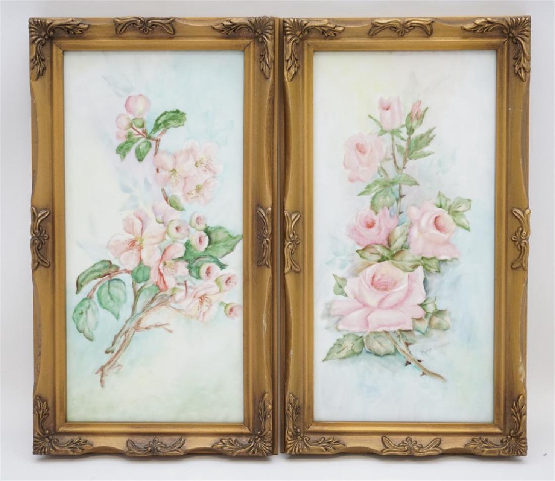 2 FRAMED HAND PAINTED PORCELAIN PLAQUES (1 of 8)