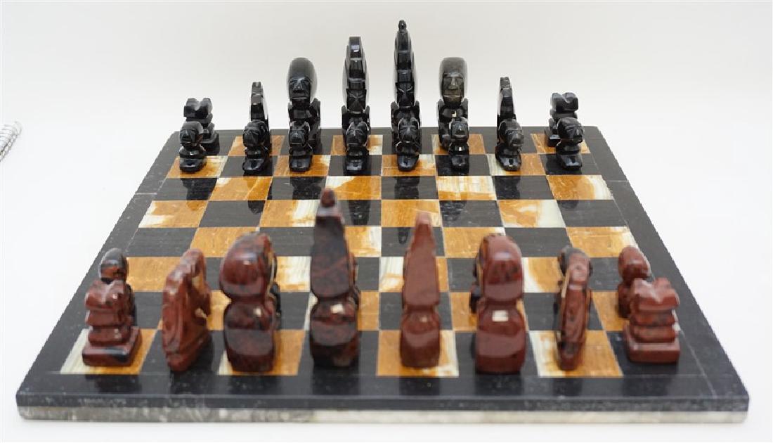 CARVED AFRICAN STONE CHESS SET (1 of 8)